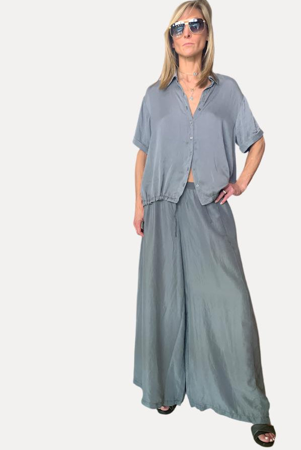 Wide Leg Pants - Grey Mist by Transit Par-Such | 25 South Boutiques