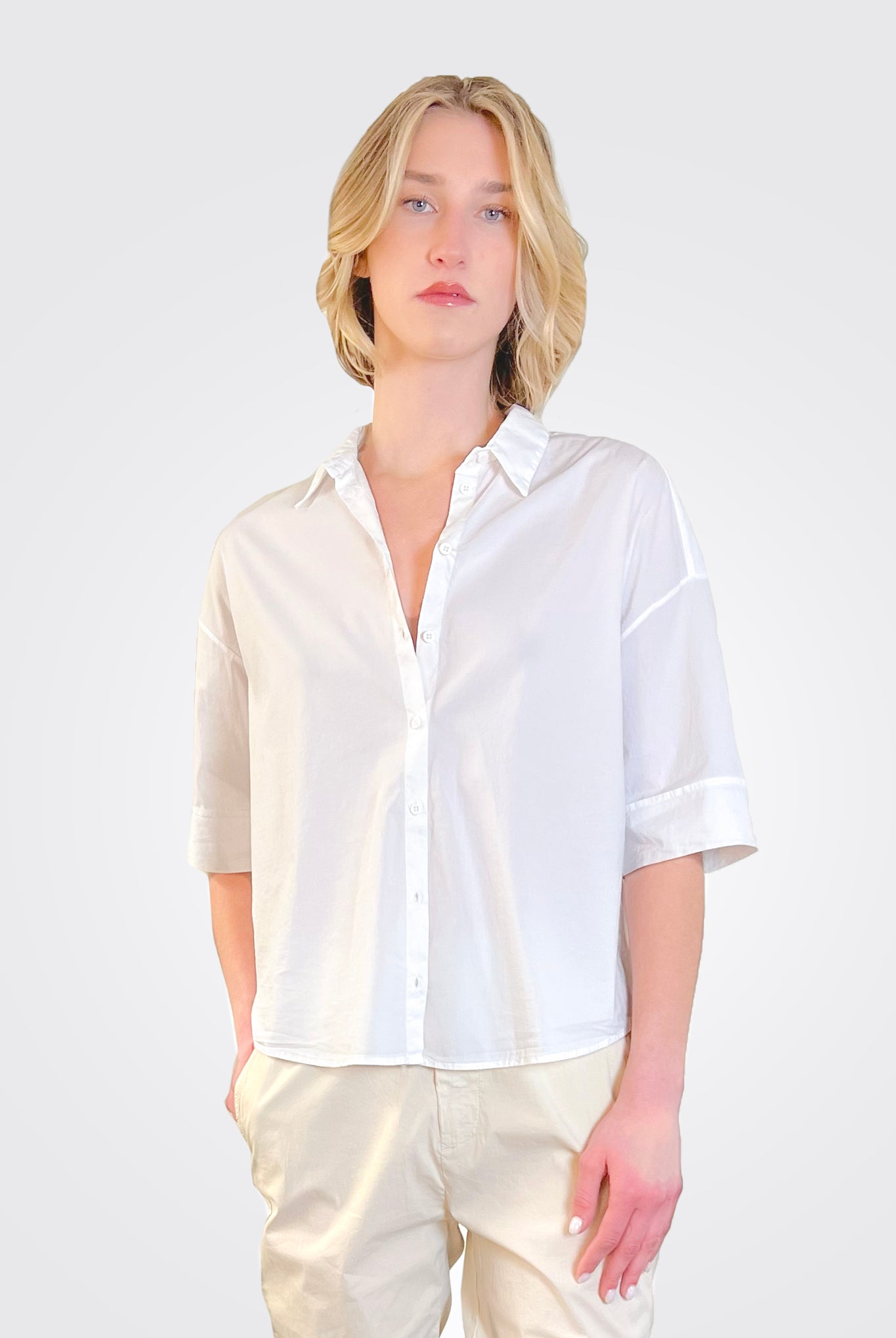 Short Sleeve Blouse - White by Transit Par-Such | 25 South Boutiques