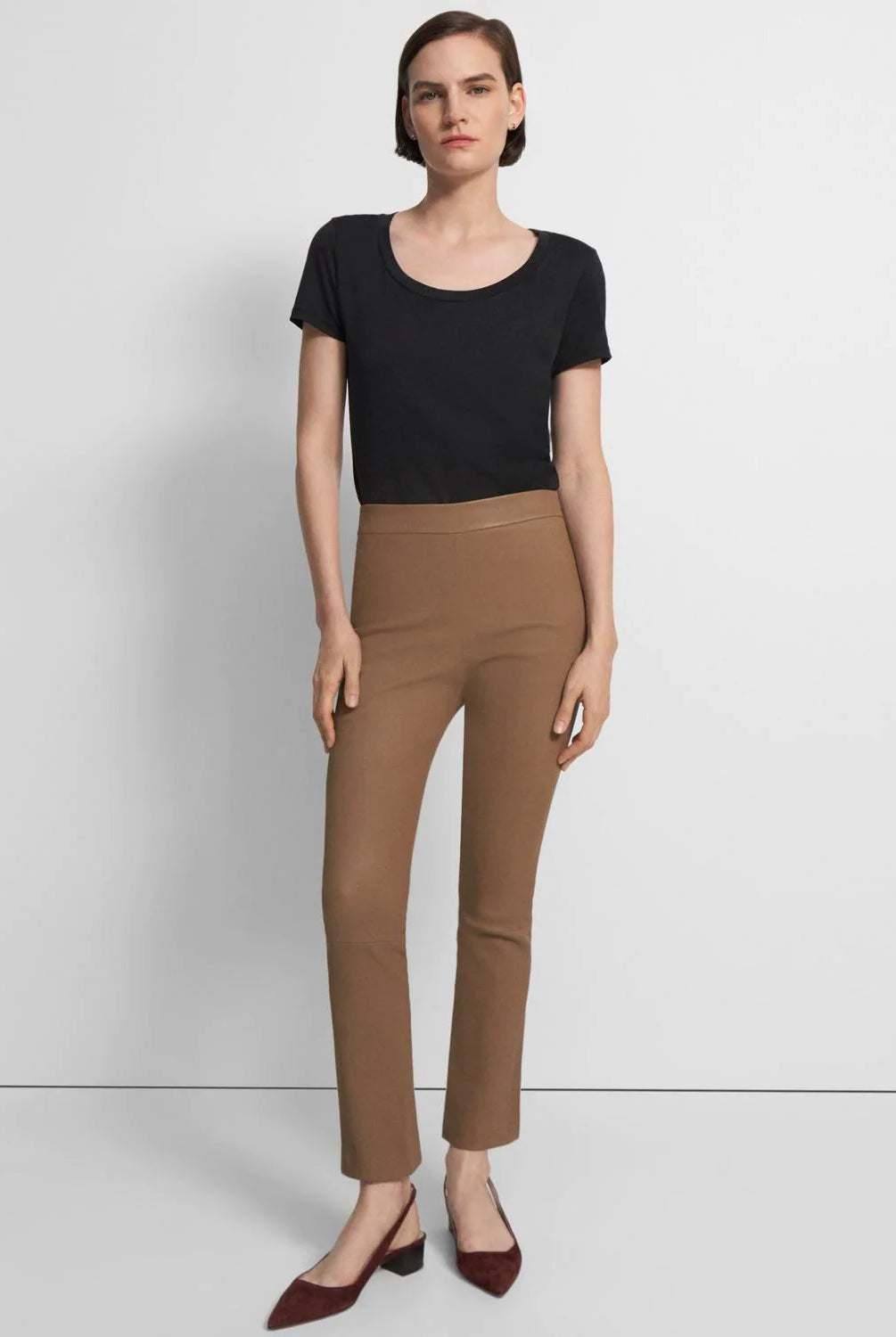 Leather Slim Kick Pant - Truffle by Theory | 25 South Boutiques