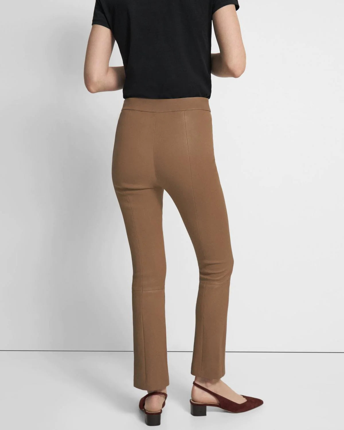 Leather Slim Kick Pant - Truffle by Theory — view 4