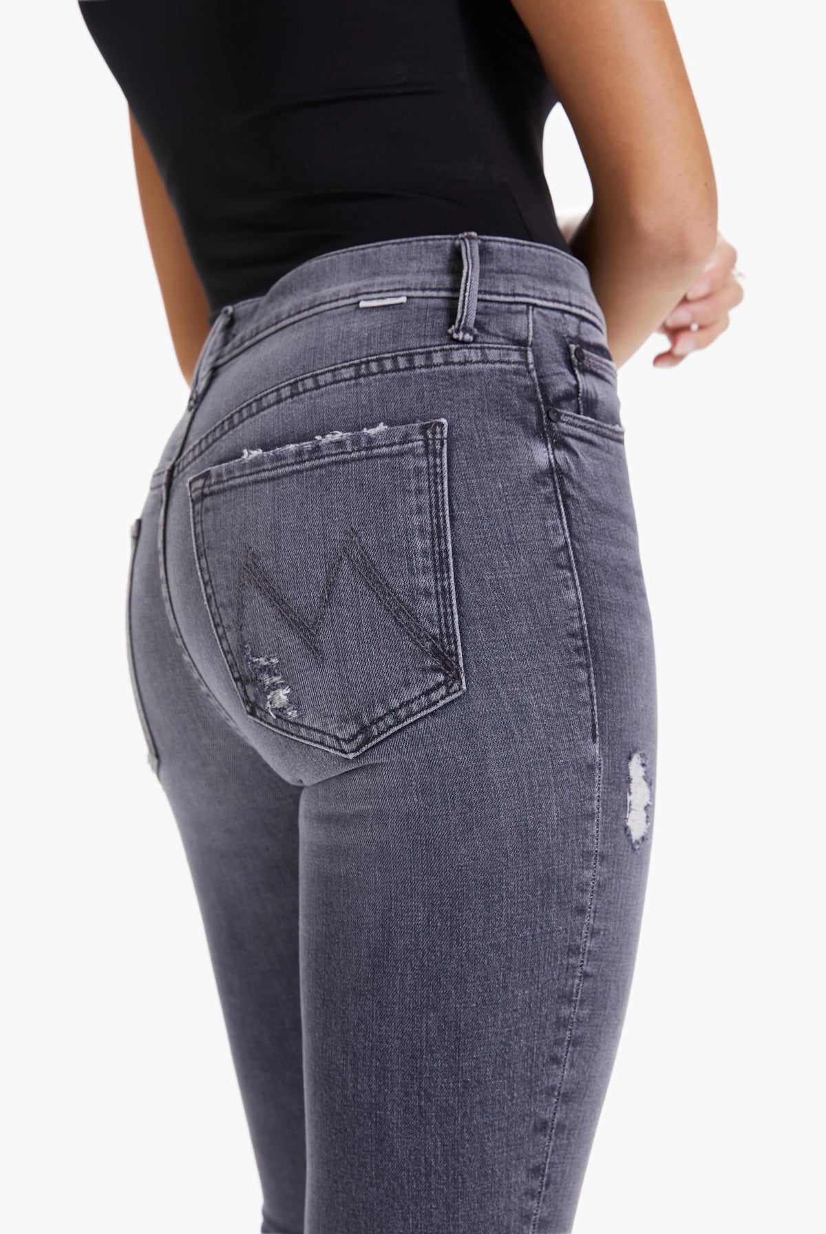 The Stunner Zip Ankle Step Fray - Unstitched in the Dark by MOTHER — view 4