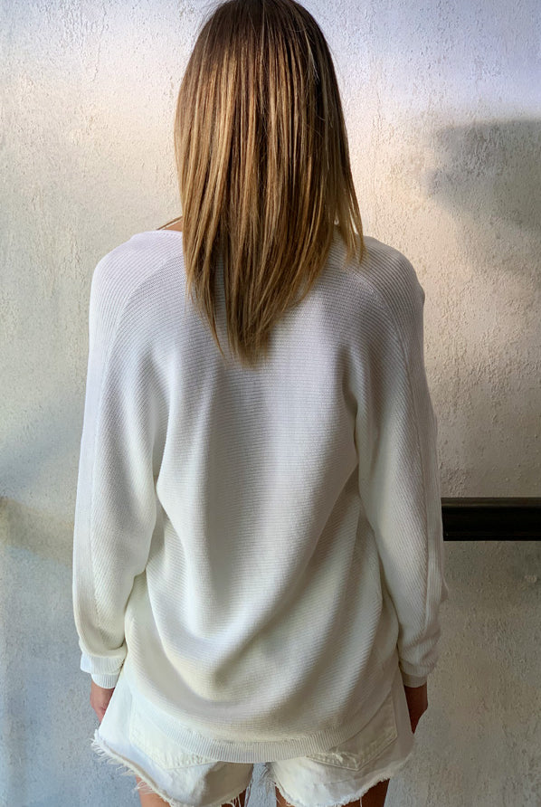 Long Sleeve v Neck - White by Transit Par-Such — alternate view