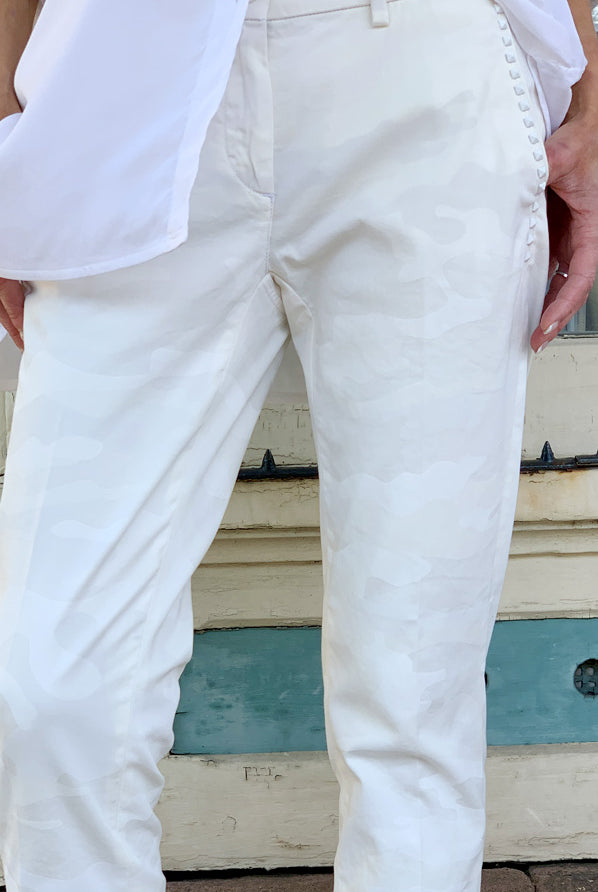 NY Slim Chino Pants - White Camo by Masons — view 3
