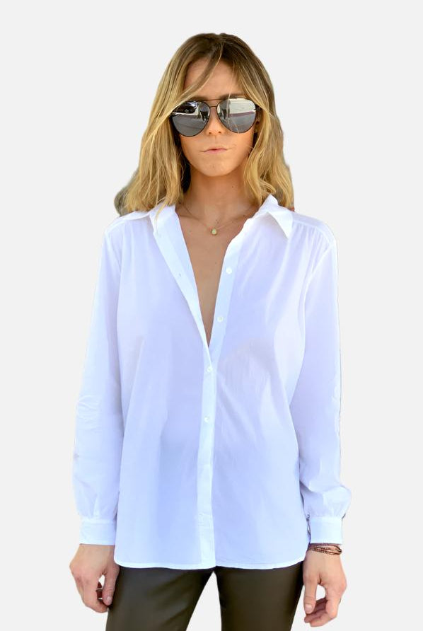 Button Up Flare Back Shirt - White by Tandem | 25 South Boutiques