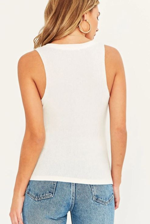 Inca Rib Tank - White by Project Social T — view 4