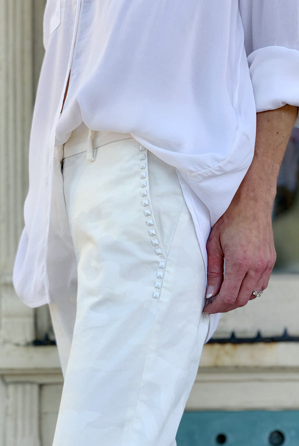 NY Slim Chino Pants - White Camo by Masons — view 4