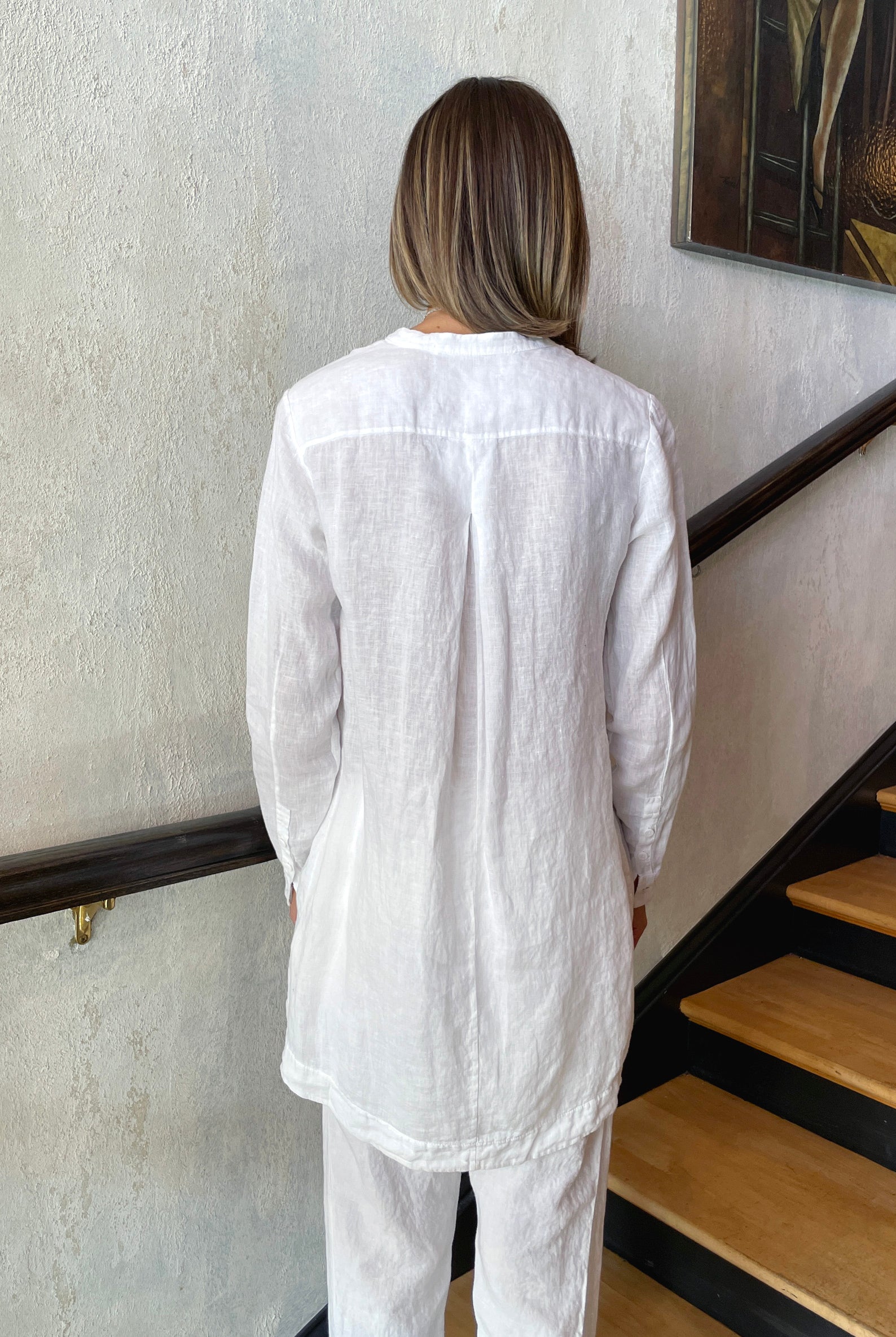 Regular Fit Linen Long Shirt - White by Transit Par-Such — view 3