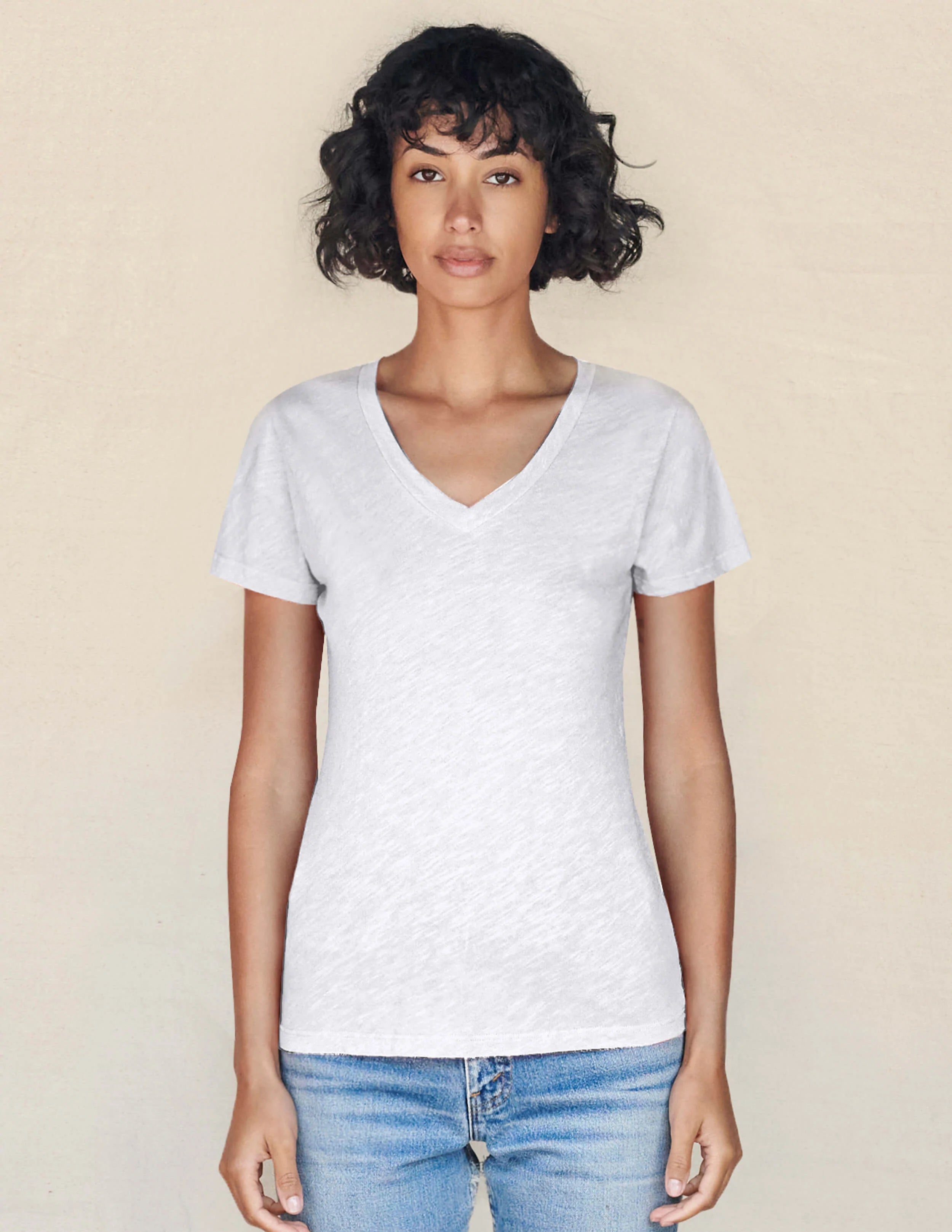 V Neck Tee - White by Sundry | 25 South Boutiques