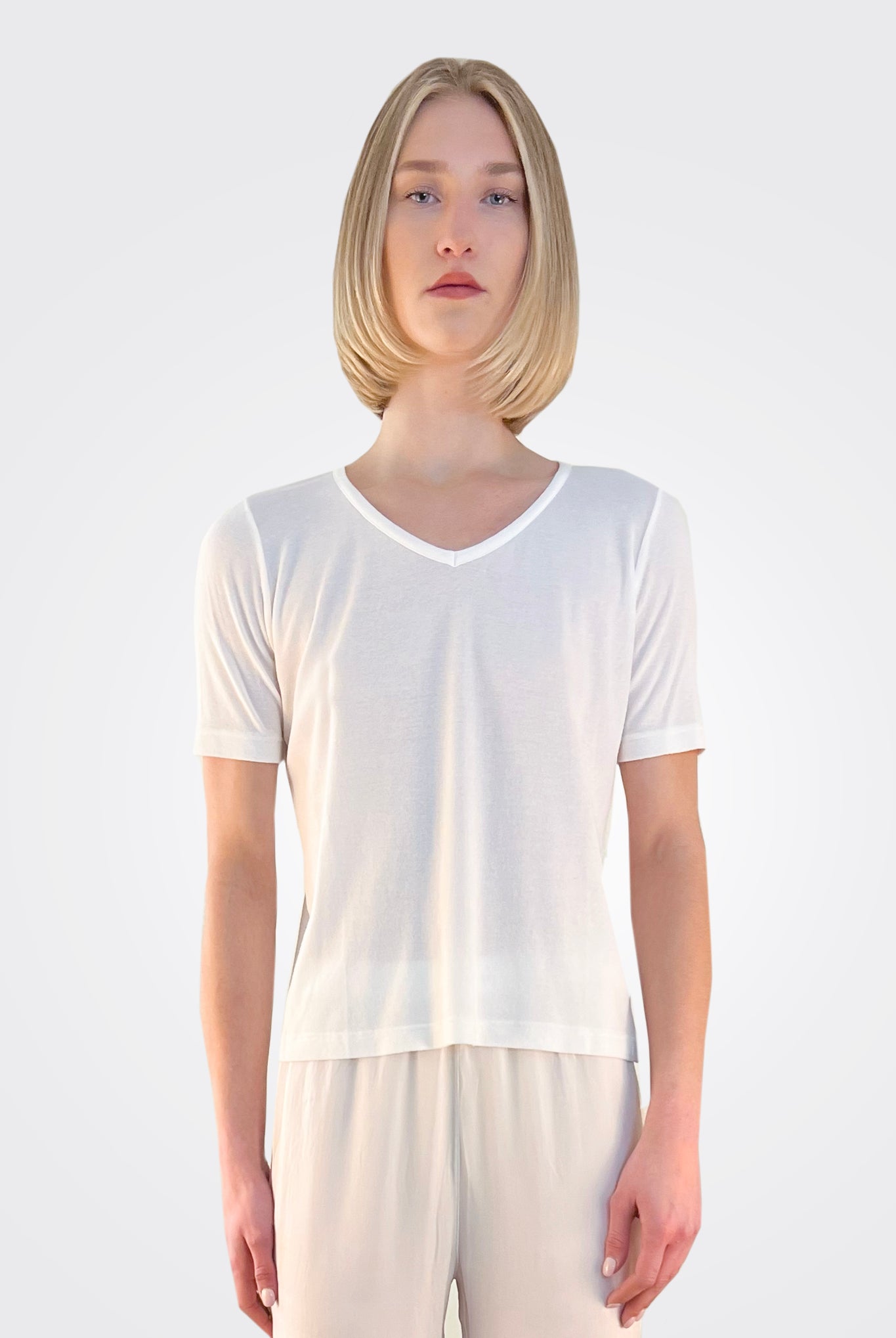 V-Neck Tee - White by Private 0204 | 25 South Boutiques