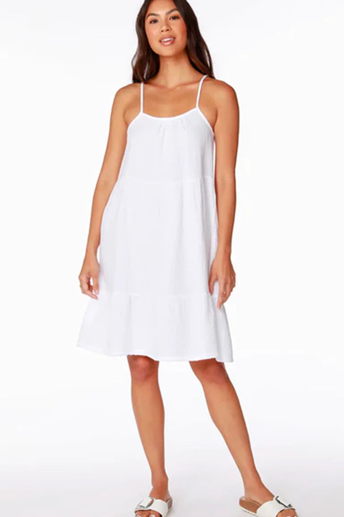 Cami Tiered Dress - White by Bobi | 25 South Boutiques