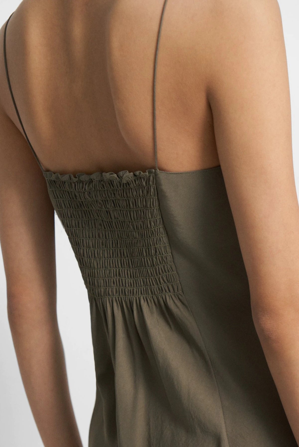 Washed Twill Smocked Slip Dress - Willow by Theory — view 3