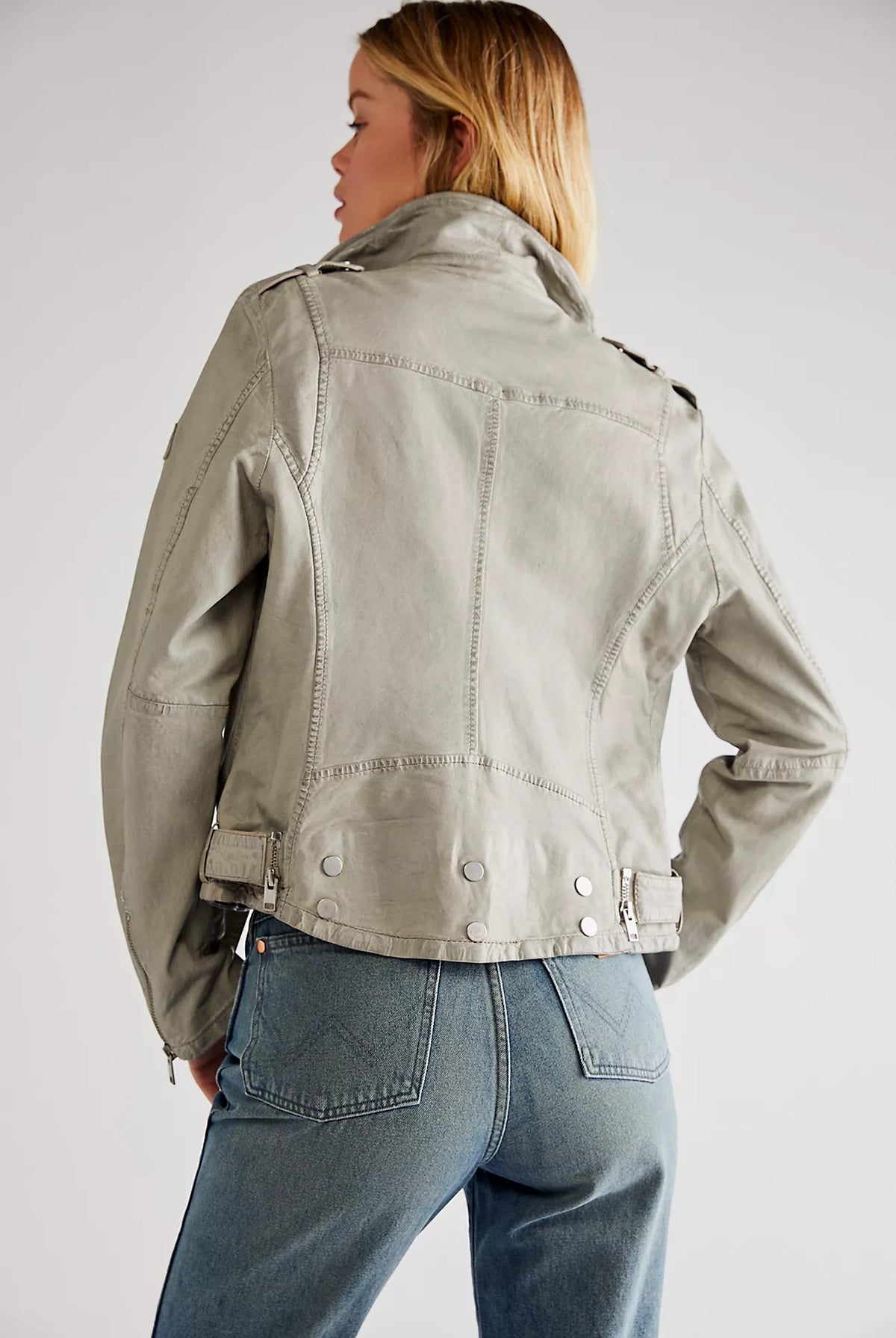 Wild Leather Jacket - Stone by Mauritius — view 3