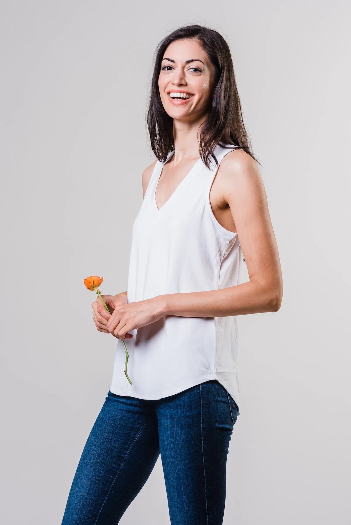 Zen Lightweight Jersey Tank - White by Southcott — view 3