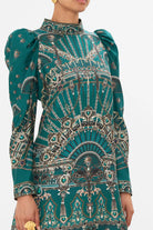 Puff Sleeve High Neck Mini Dress - A Venice Veil by Camilla — view 3