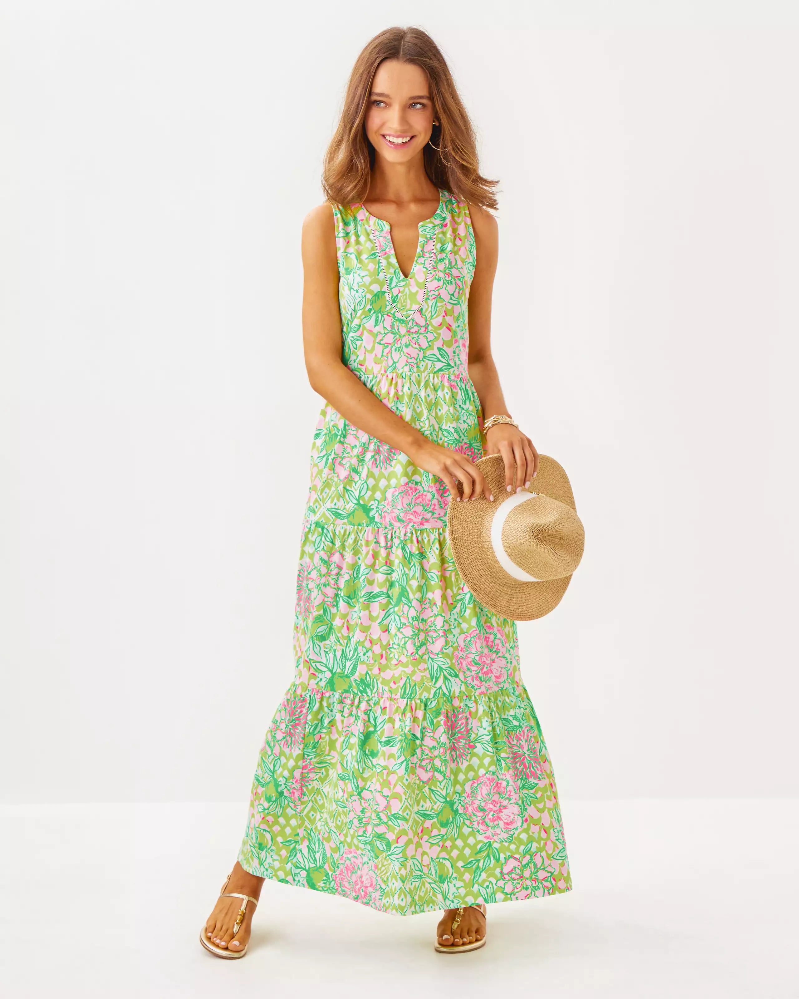 Sydnee Maxi Dress - Fauna Green Lime Feeling Good by Lilly Pulitzer — view 3