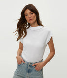 Reese Shine Power Shoulder Top - White by Michael Stars | 25 South Boutiques
