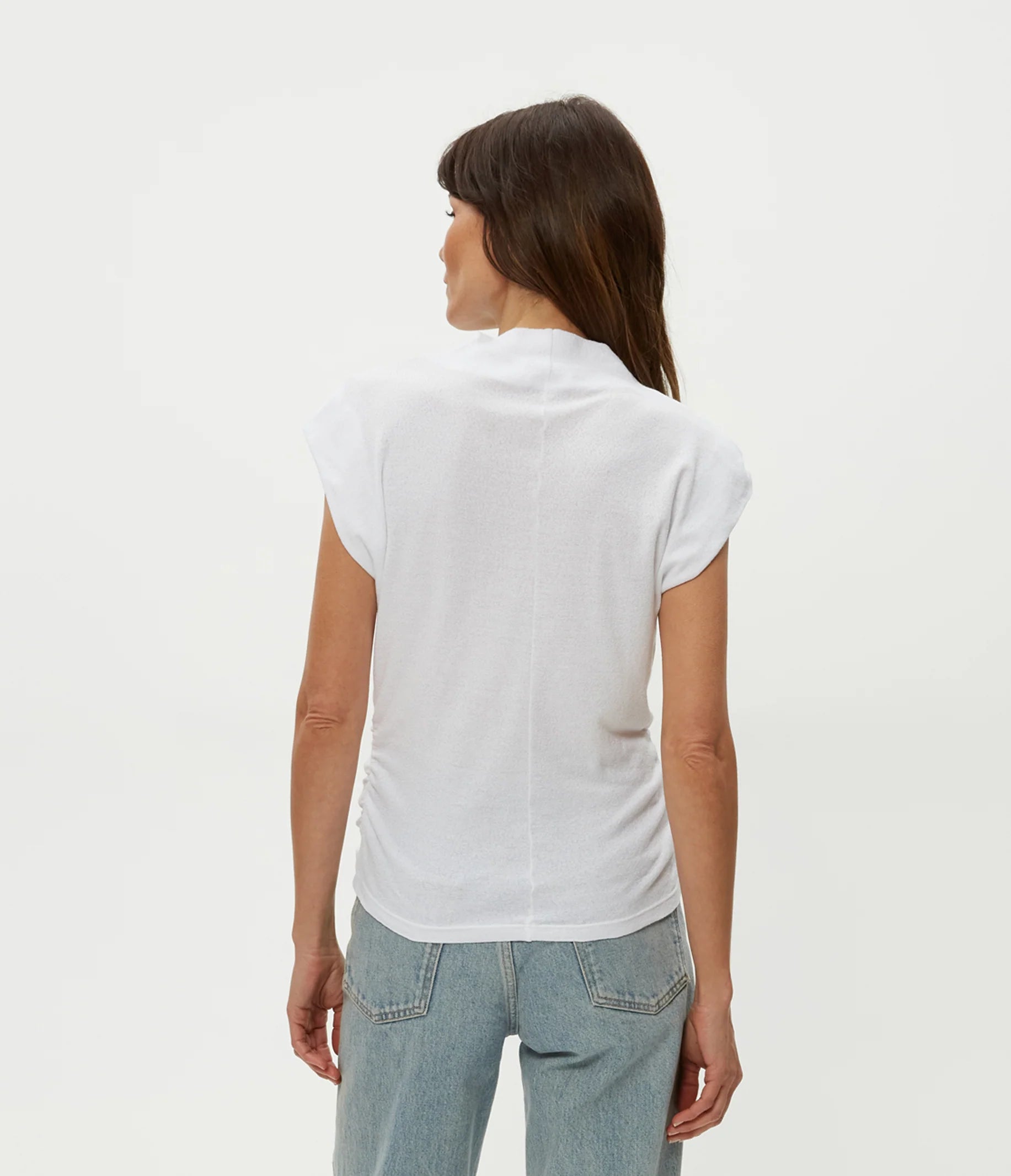 Reese Shine Power Shoulder Top - White by Michael Stars — view 3