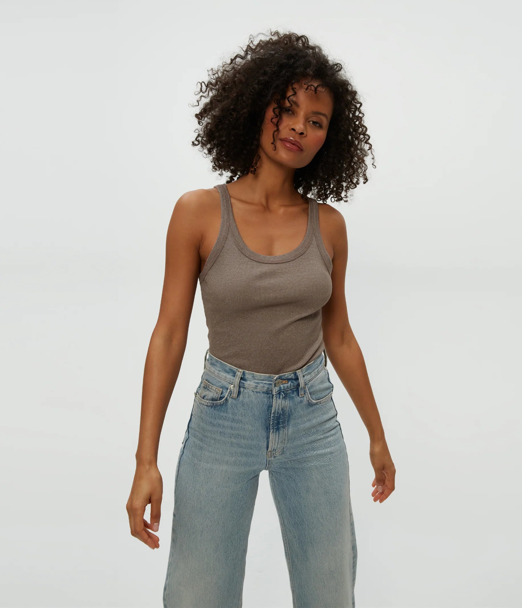 Nicole Shine Tank - Cobblestone by Michael Stars | 25 South Boutiques