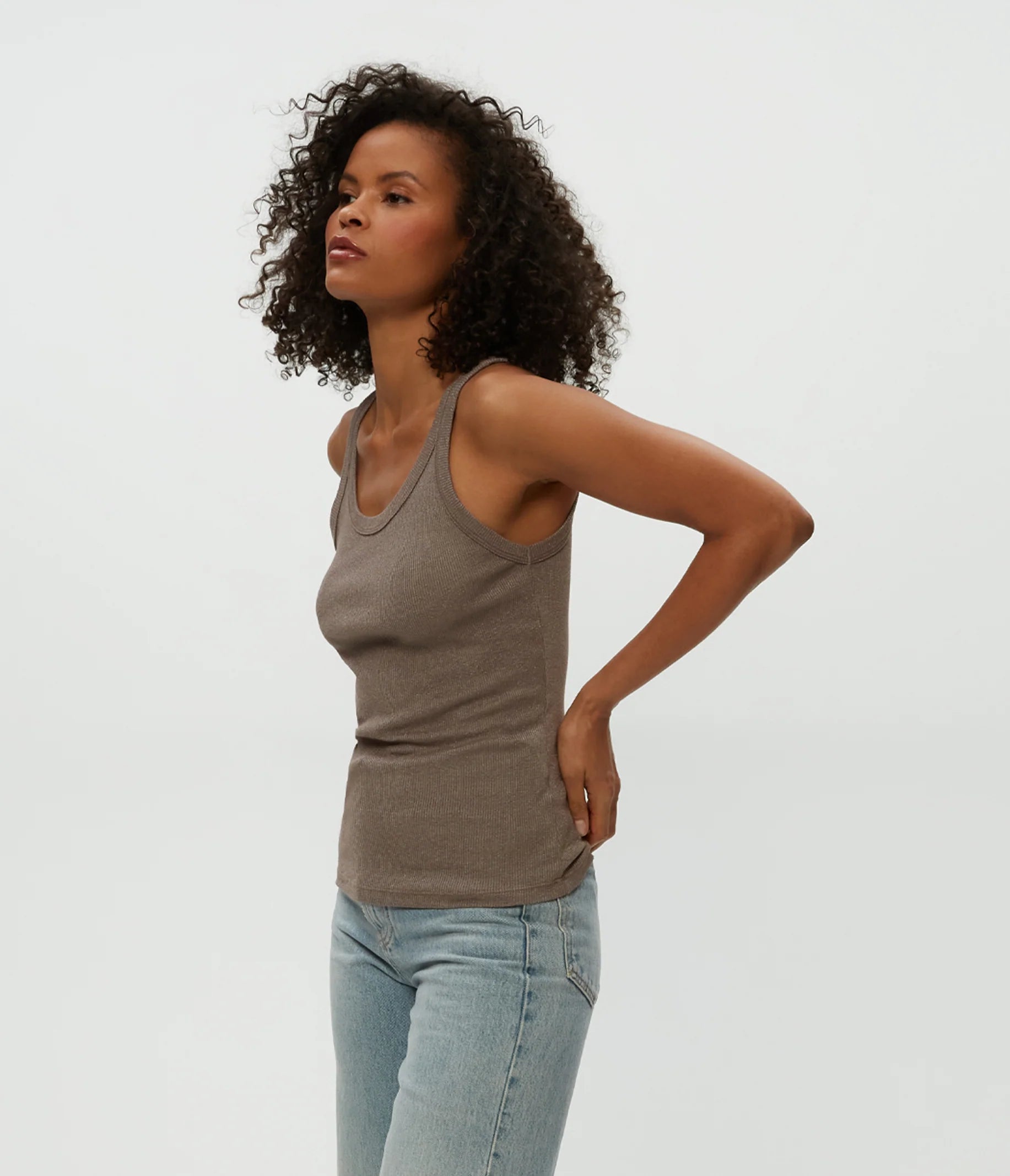 Nicole Shine Tank - Cobblestone by Michael Stars — alternate view