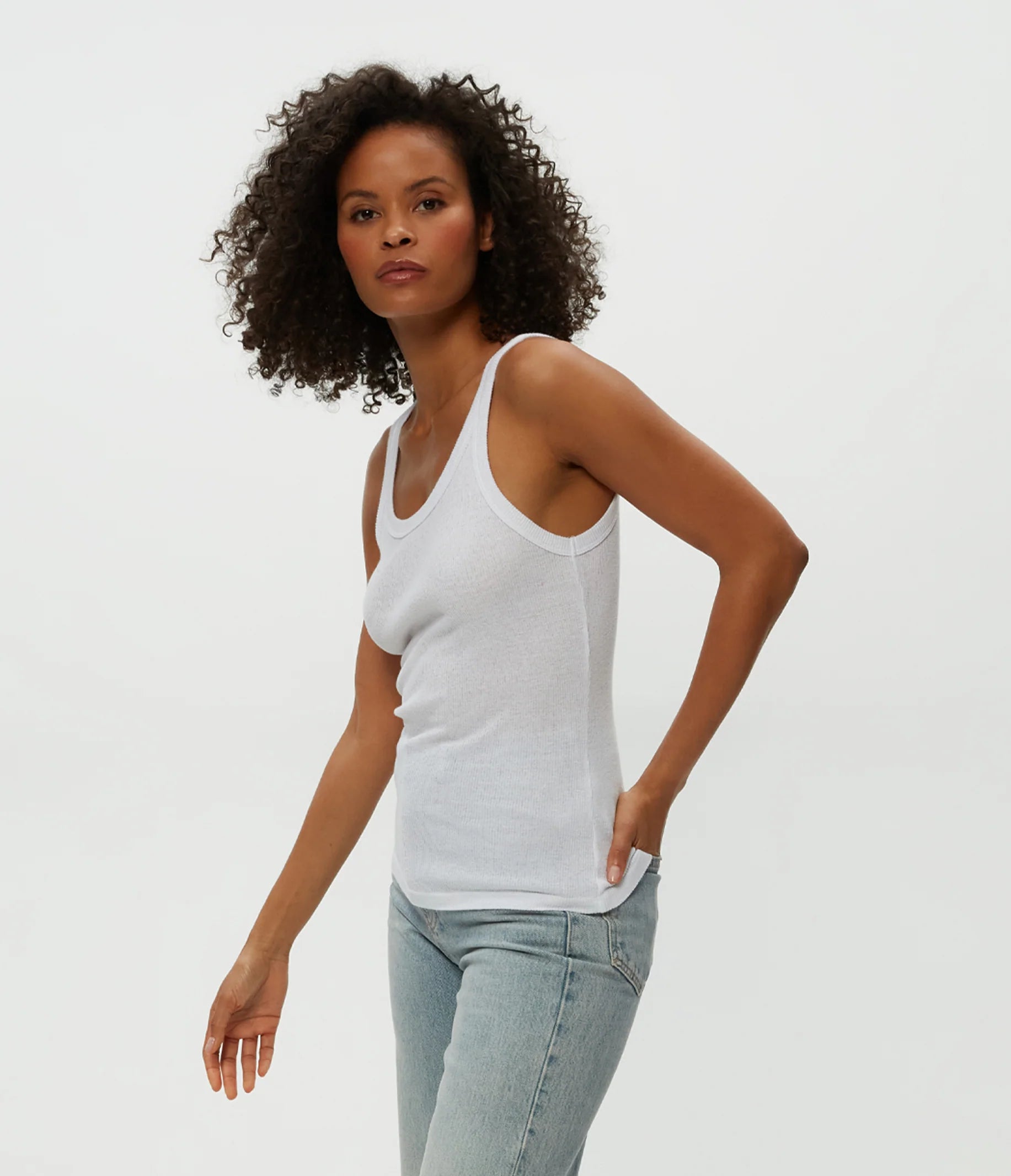 Nicole Shine Tank - White by Michael Stars | 25 South Boutiques