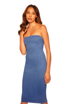 Stretch Denim Tube Midi Dress - Light Denim by Susana Monaco — alternate view
