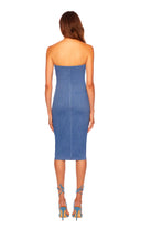 Stretch Denim Tube Midi Dress - Light Denim by Susana Monaco — view 3