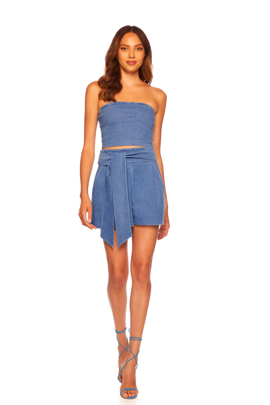 Stretch Denim Tube Top - Light Denim by Susana Monaco — view 3