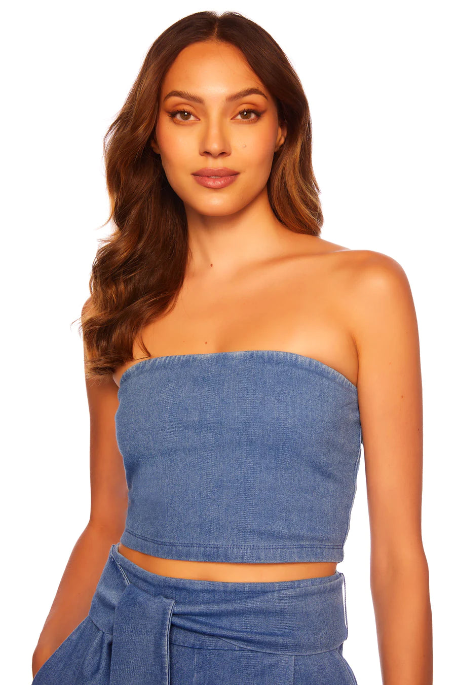 Stretch Denim Tube Top - Light Denim by Susana Monaco | 25 South Boutiques