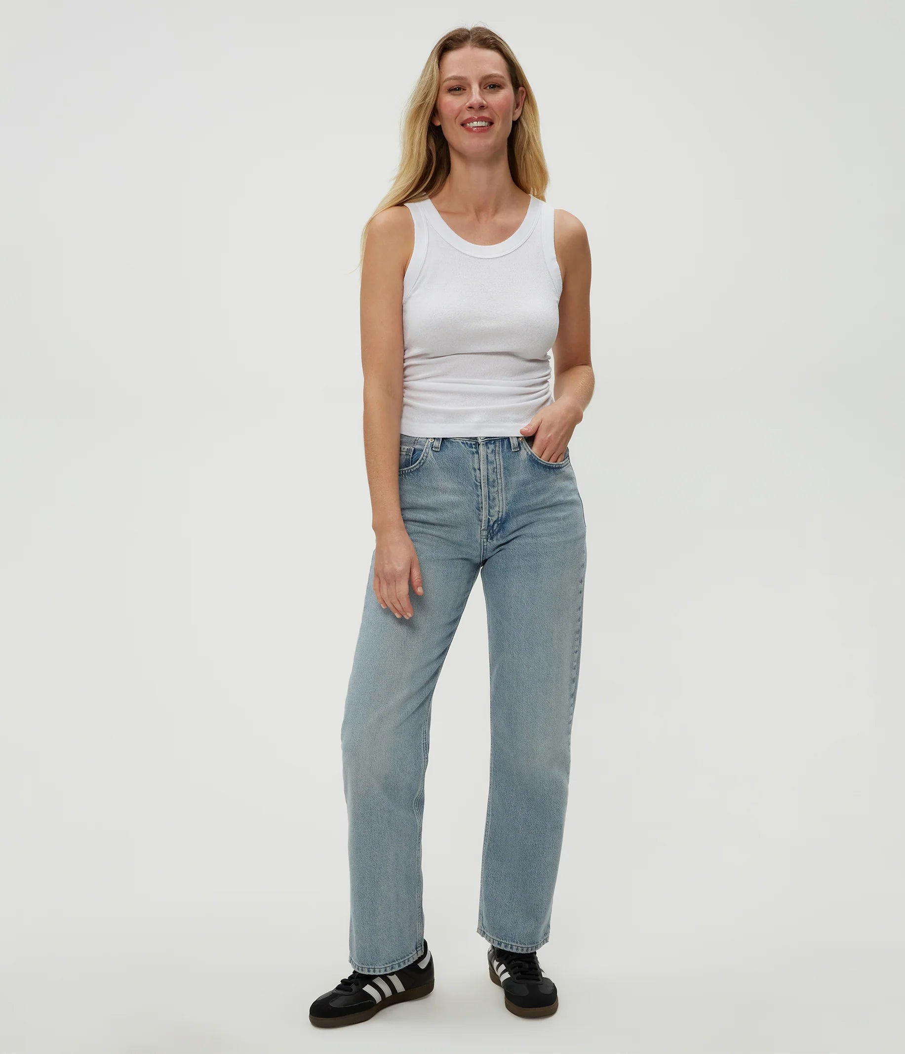 Ella Shine Tank - White by Michael Stars — view 3