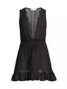 Virginia Smocked Coverup - Black by Ramy Brook — view 4