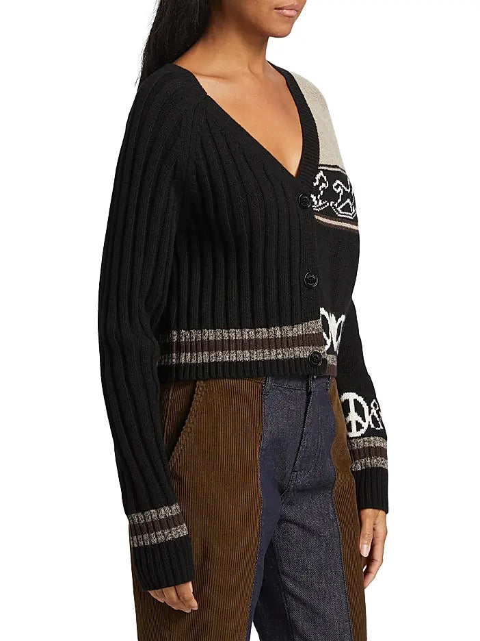 Peace Love Cardigan - Brown Multi by Moschino — alternate view