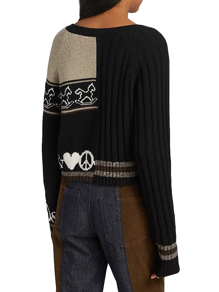 Peace Love Cardigan - Brown Multi by Moschino — view 3