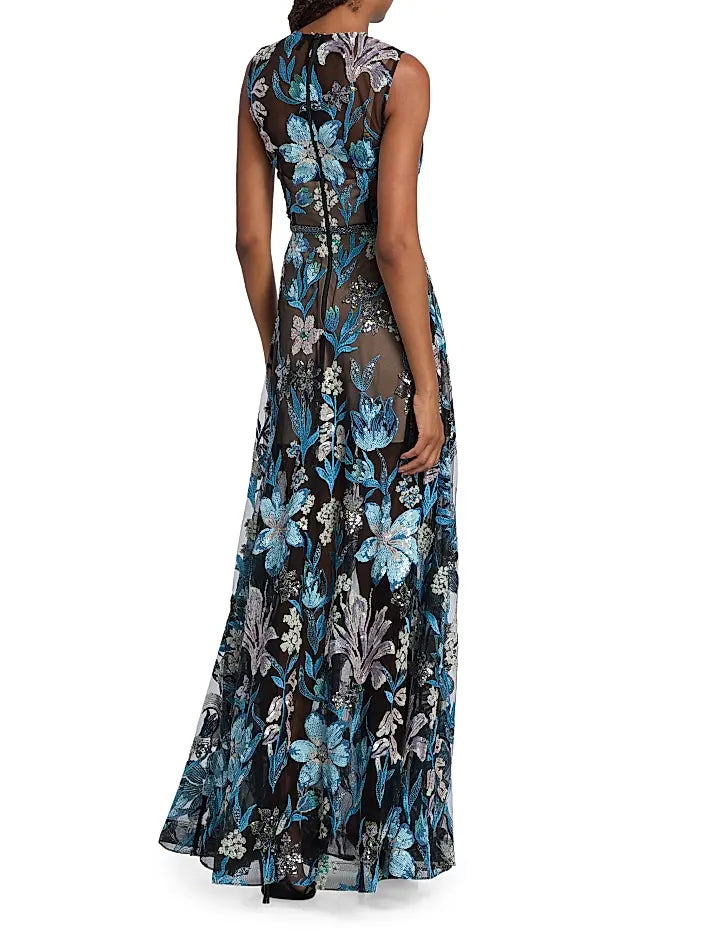 Arielle Floral Gown - Blue Multi by Bronx And Banco — view 3