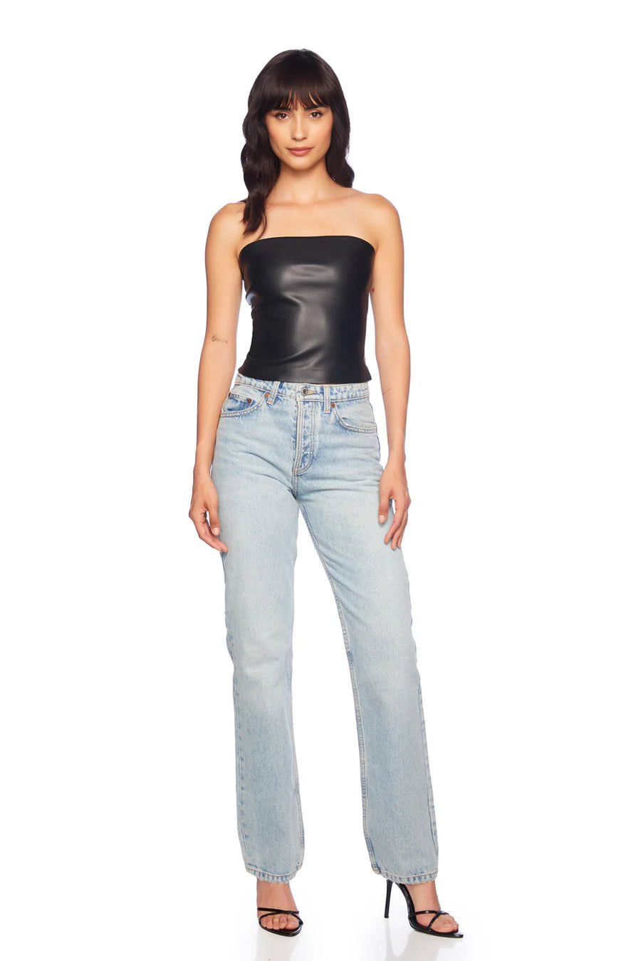 Faux Leather Tube Top - Black by Susana Monaco — alternate view