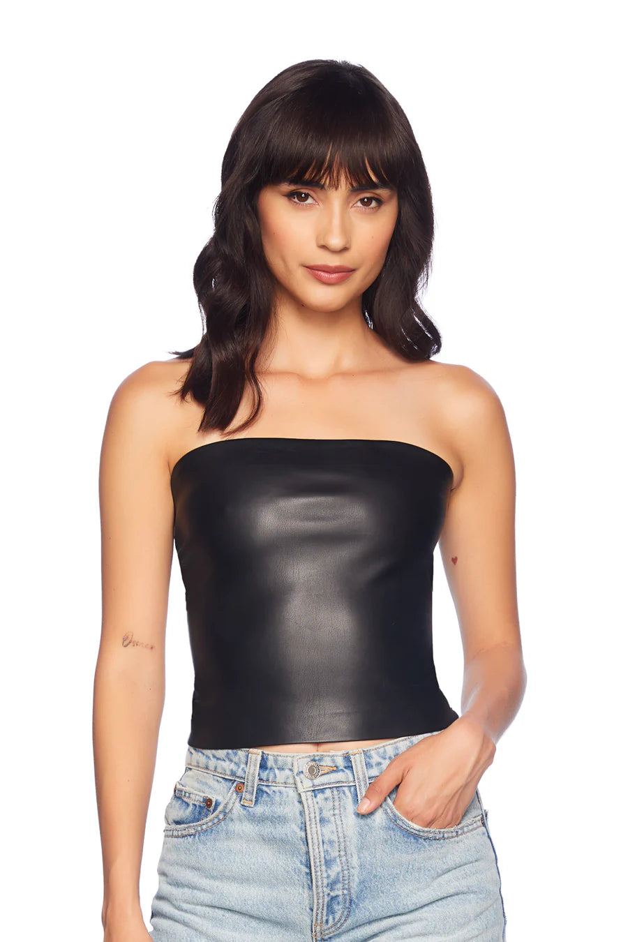 Faux Leather Tube Top - Black by Susana Monaco | 25 South Boutiques
