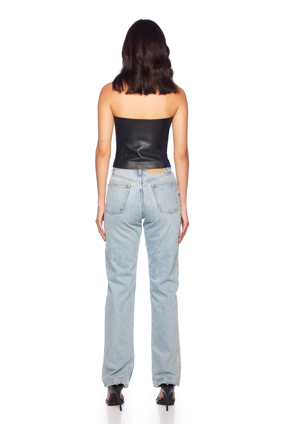 Faux Leather Tube Top - Black by Susana Monaco — view 4