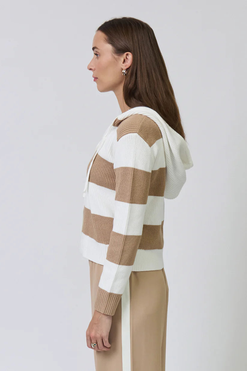 Chloe Hooded Rugby Cardigan - Camel by Central Park West — view 3