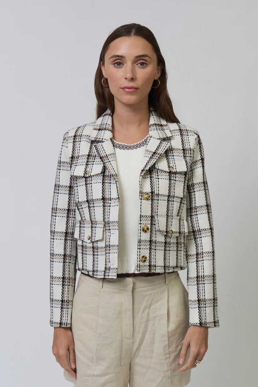 Madison 4 Pocket Jacket - Light Plaid by Central Park West | 25 South Boutiques