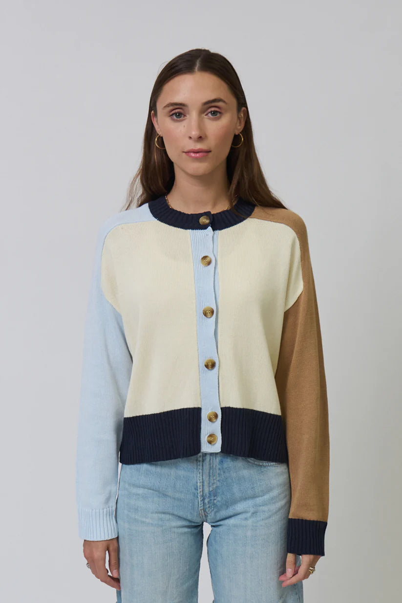 Chloe Colorblock Cardi - Blue Multi by Central Park West | 25 South Boutiques