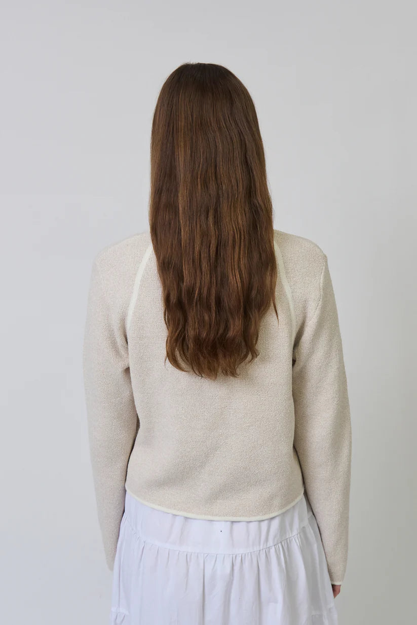 Celeste Tweed Yarn Zip Up - Sand by Central Park West — view 3