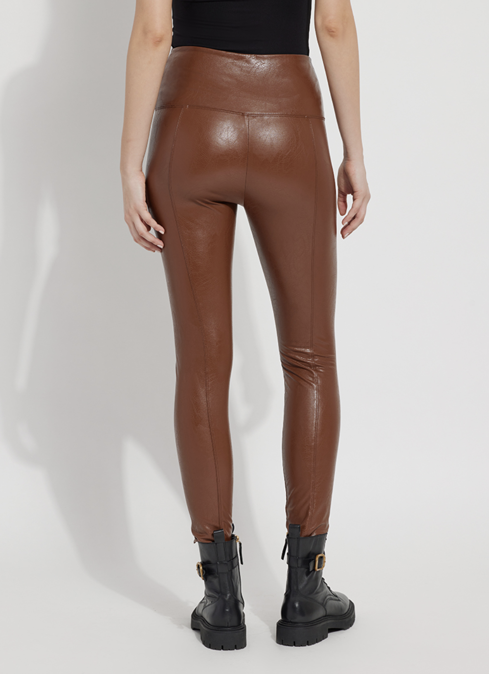 Textured Leather Legging - Whiskey by Lysse — view 3