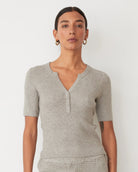 Softknit Rib Waffle Henley - Heather Grey by Monrow | 25 South Boutiques