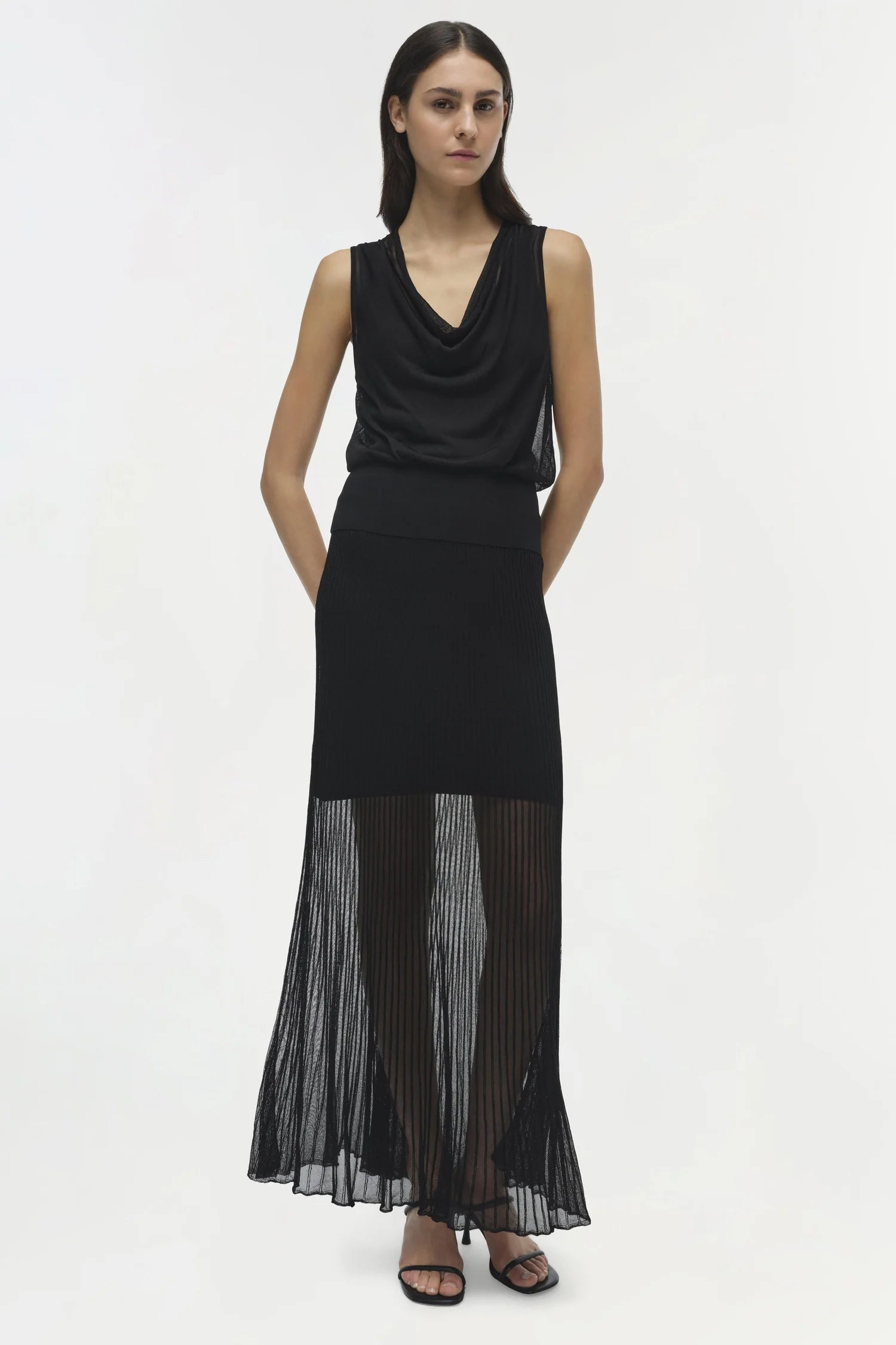 Carmina Cowl Tank - Black by Jonathan Simkhai — alternate view