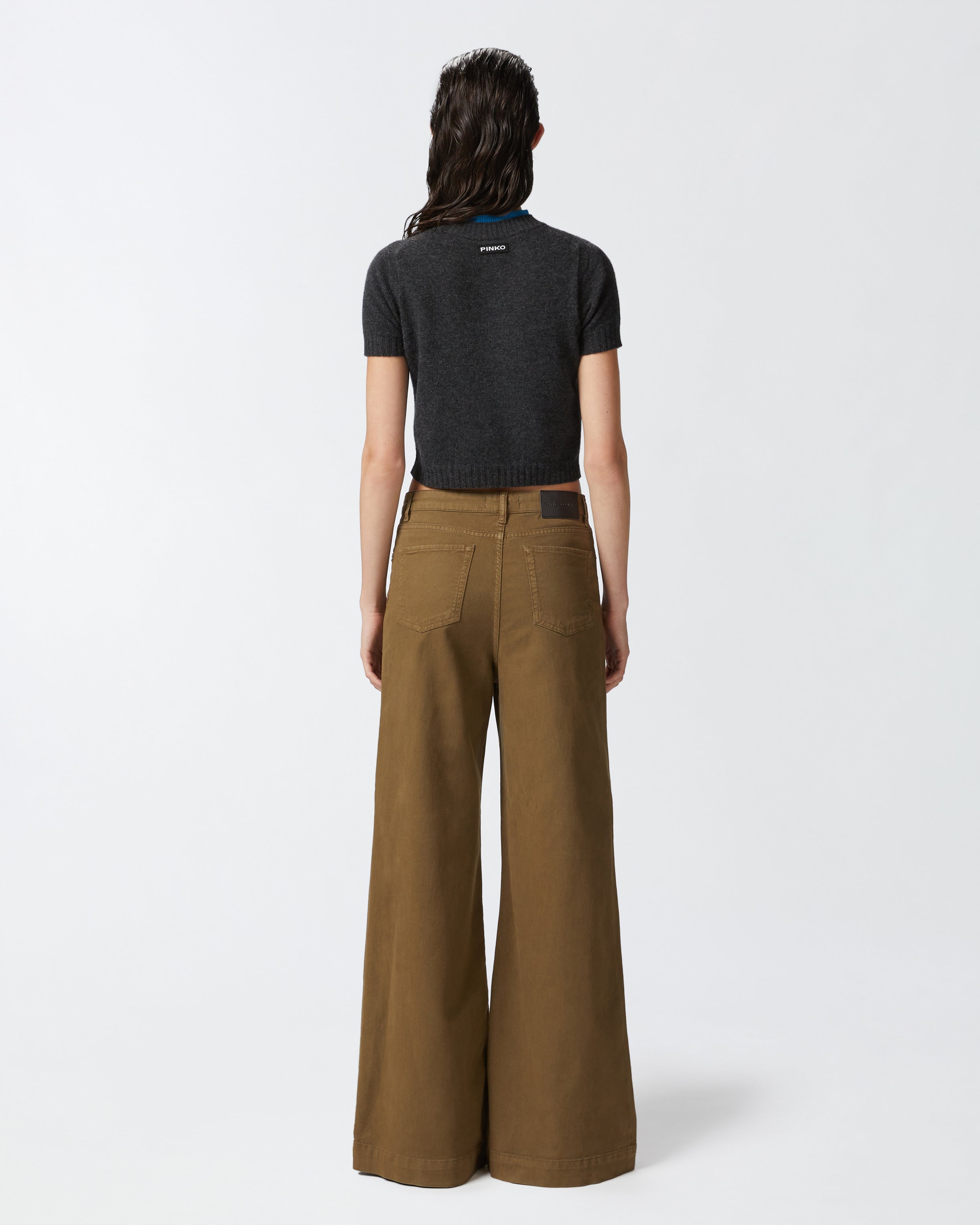 Contrasting Profile Short Tee - Grey by Pinko — view 4