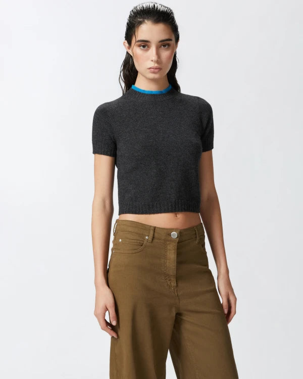 Contrasting Profile Short Tee - Grey by Pinko | 25 South Boutiques