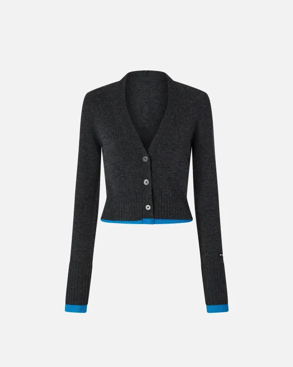 Cashmere Wool Cropped Cardigan - Grey by Pinko — view 3