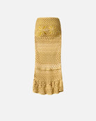 Fancy Crochet Effect Long Skirt - Mustard by Pinko — view 5