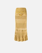 Fancy Crochet Effect Long Skirt - Mustard by Pinko — view 4
