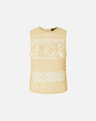 Perforated Crochet Sleeveless Top - Mustard by Pinko — view 3