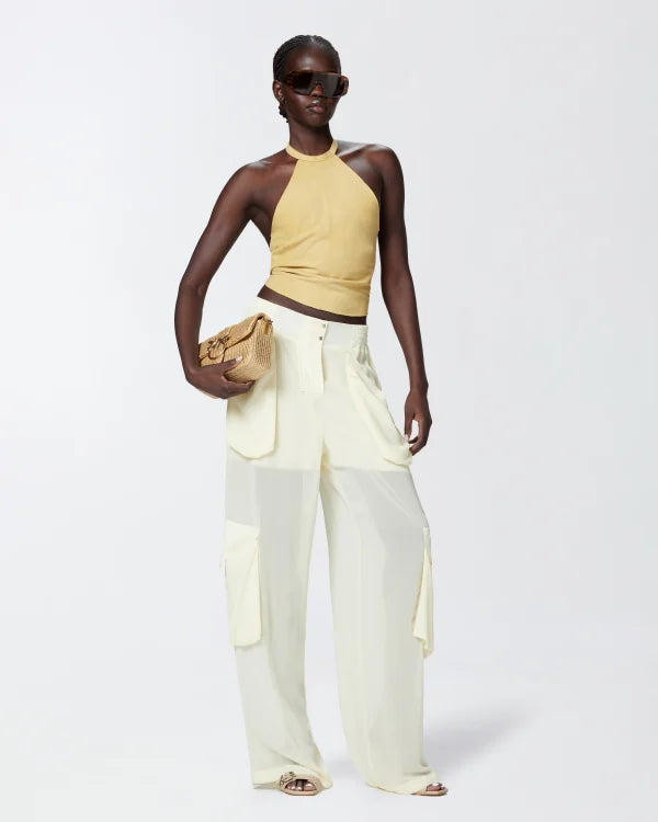Sheer Georgette Cargo Trousers - Ivory by Pinko | 25 South Boutiques